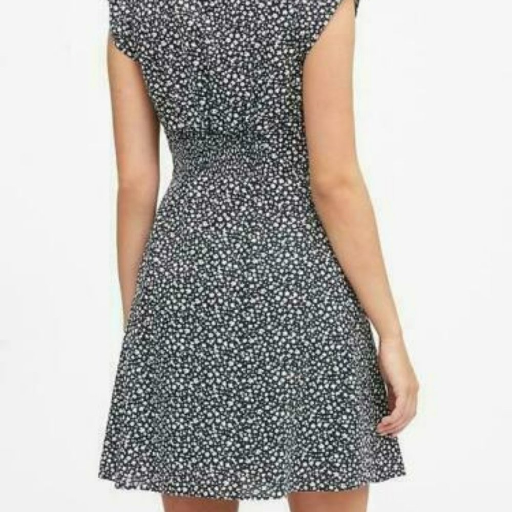Banana Republic Navy Ditsy Floral Linen Cotton Button Front Mini Dress 6 NWT - Picture 2 of 2
